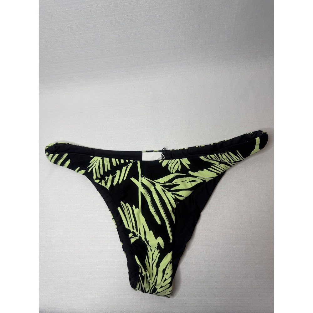 Citrus Reversible Tropical‎ Palm Bikini Bottoms Black Lime Green NWT Medium